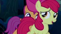 Apple Bloom crosses in front of Scootaloo S5E6