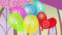 Balloons with Cutie Mark Crusaders' cutie marks S7E21