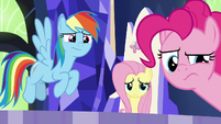 Dash, Fluttershy, and Pinkie skeptical S8E24