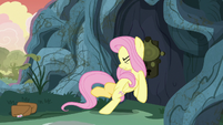 Fluttershy pushing against Meadowbrook's door S7E20