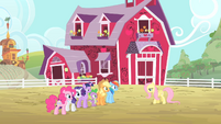 Fluttershy walking towards her friends S4E07