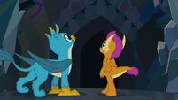 Gallus and Smolder look at the entrance S8E22