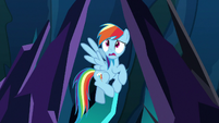 Rainbow Dash surrounded by crystals S9E2