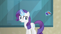 Rarity giving her gems to the bellhop S4E08