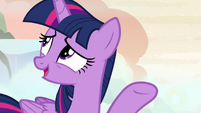 Twilight Sparkle "answering some detailed questions" S7E22