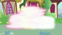 Fluttershy and Angel enveloped in light S9E18