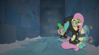 Fluttershy scratching at the right wall S9E4