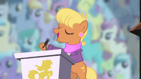 Ms. Harshwhinny announcing "Cutie Mark Crusaders" S4E05