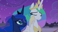 Princess Celestia getting teary-eyed S9E17