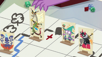 Spike sets down Captain Wuzz character stand S6E17