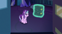 Starlight levitating a spell book off the shelf S6E21