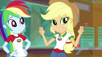 Applejack making air quotes EG4