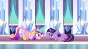 Cadance and Twilight doing the "Sunshine" dance in the Crystal Empire S3E01