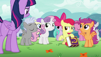Cutie Mark Crusaders surrounded by fans S7E14