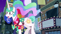 Princess Celestia galloping off-screen S9E13