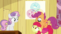 Scootaloo jumps onto Apple Bloom S6E4