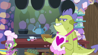 Spike walks away; Sludge looks annoyed S8E24