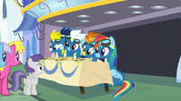 The Wonderbolts at an autograph signing S7E7