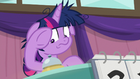 Twilight's hoof hovers over the bell S9E16