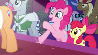 Pinkie Pie excitedly drumming her hooves S7E9