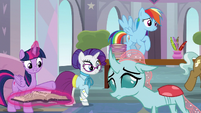 Twilight Sparkle and Rarity notice Ocellus S8E1