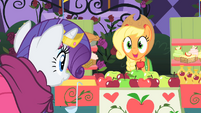 Applejack excited to see Rarity walk over S1E26