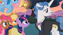 Twilight smiling up at Fancy Pants.