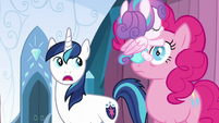 Flurry Heart on Pinkie's face S6E2