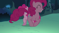 Pinkie Pie double hopping past the real Pinkie Pie S3E03