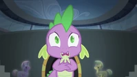 Spike is having second thoughts about this idea or he could be having a similar fear to Fluttershy's.