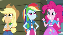 Applejack, Rainbow, and Pinkie in gymnasium EG2