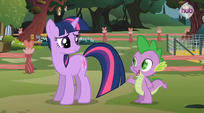 Twilight and Spike at Fluttershy's cottage S3E05