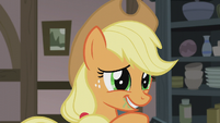 Applejack looking at the Pies uncertain S5E20