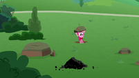 Pinkie Pie pops out from under a rock S9E25