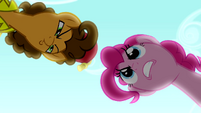 Pinkie Pie staring down Cheese Sandwich S4E12