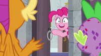 Pinkie joins Spike and Smolder in the closet S8E11