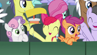 Cutie Mark Crusaders cheering for Gabby S6E19