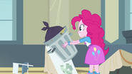 Pinkie Pie holding a garbage can EG