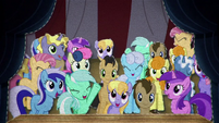 Ponies cheering for Pinkie Pie BFHHS4