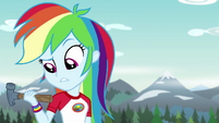 Rainbow Dash looking at her hammer EG4