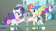 Rarity and a tourist touching the binocular S4E08