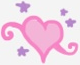 Pink heart and four purple stars (in some merchandise and promotional material)