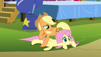 Applejack whispering "what's a goof off?" S4E12