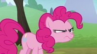 Pinkie Pie looking very annoyed at Mudbriar S8E3
