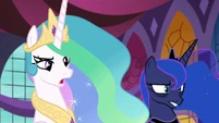 Celestia: "Excuse me?" Luna: "I beg your pardon?"