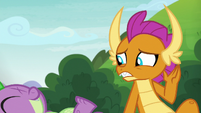 Smolder puzzled by Spike's remarks S8E24