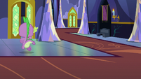 Spike Changeling running into the next castle room S6E25