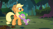 Spike clutches Applejack's mane S03E09