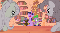 Twilight shrieks "This is my book, and I'm going to read it!" S2E02