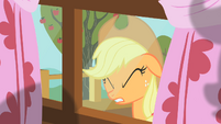 Applejack peering through window 3 S01E18